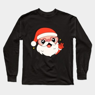 Groovy Santa head, cartoon Santa Claus character, retro style Long Sleeve T-Shirt